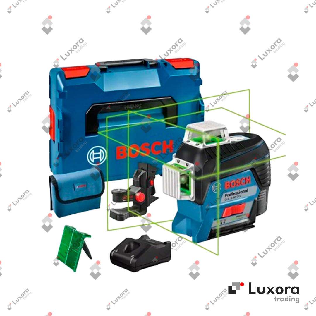 Imagen de Nivel Láser GLL 3-80 CG - BOSCH | 3 líneas verdes 360°, máxima visibilidad profesional